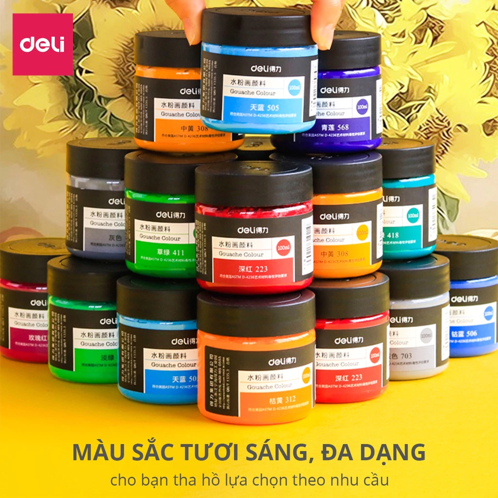 [TẶNG GOUACHE 100ML] Màu Nước Hũ 100ml Goat Gouache cao cấp Finenolo Deli Chất Siêu Mịn Pha Sẵn Dễ T