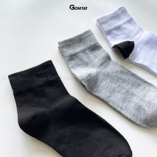 Combo 10 đôi vớ nam nữ cổ cao trơn GOMTAT, chất liệu mềm mại thoáng mát, êm chân - TAT-TRONCAO-VNXK-CB10