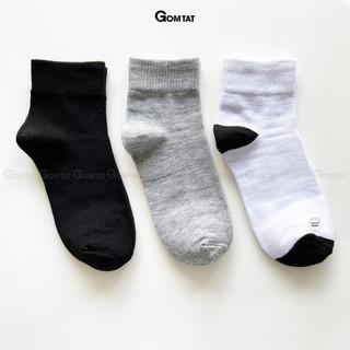 Combo 10 đôi vớ nam nữ cổ cao trơn GOMTAT, chất liệu mềm mại thoáng mát, êm chân - TAT-TRONCAO-VNXK-CB10