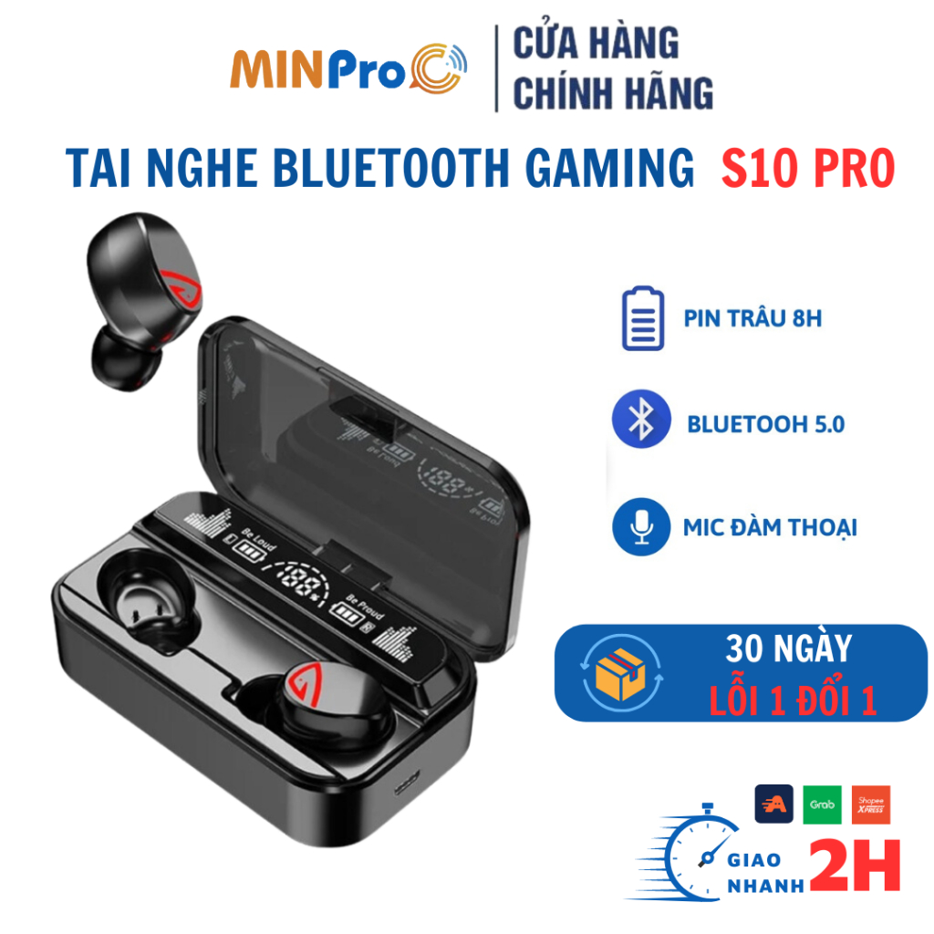 Tai nghe bluetooth MINPRO S10 Pro chống nước, có mic, cho tất cả các dòng điện thoại, bảo hành 1 đổi 1