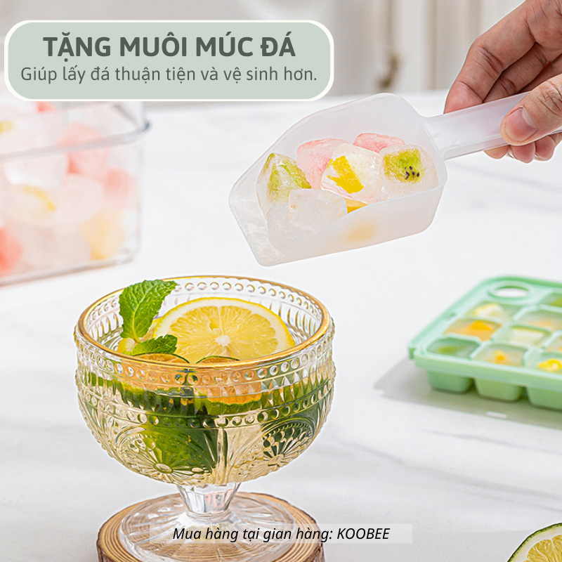 Hộp Khay Làm Đá Thông Minh KOOBEE 120 Viên – Lấy Đá Chỉ Với 1 Lần Nhấn, Chất Liệu PET An Toàn (KĐK06)