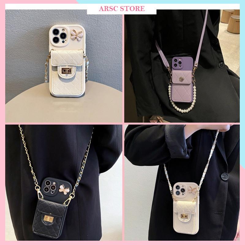 Ốp Lưng iphone Dạng Túi Da Cừu Có Dây Đeo Chéo Sang Trọng Chống Sóc cho Iphone XS Max 11 12 13 14 15 16 17 Pro Max New