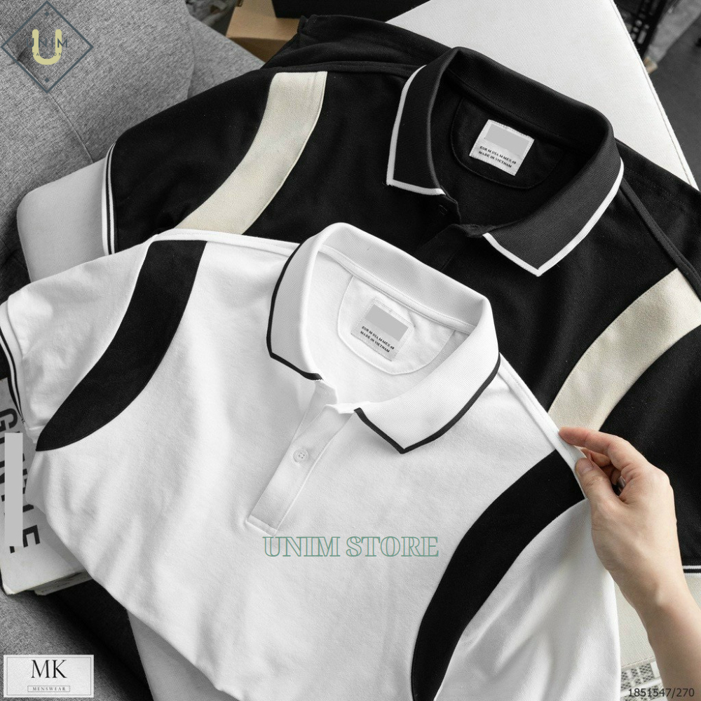 Áo Thun Polo Unim Store Vải Cá Sấu Thông Hơi Phối Màu Hai Bên Áo Phong Cách Trẻ Trung Basic - P08