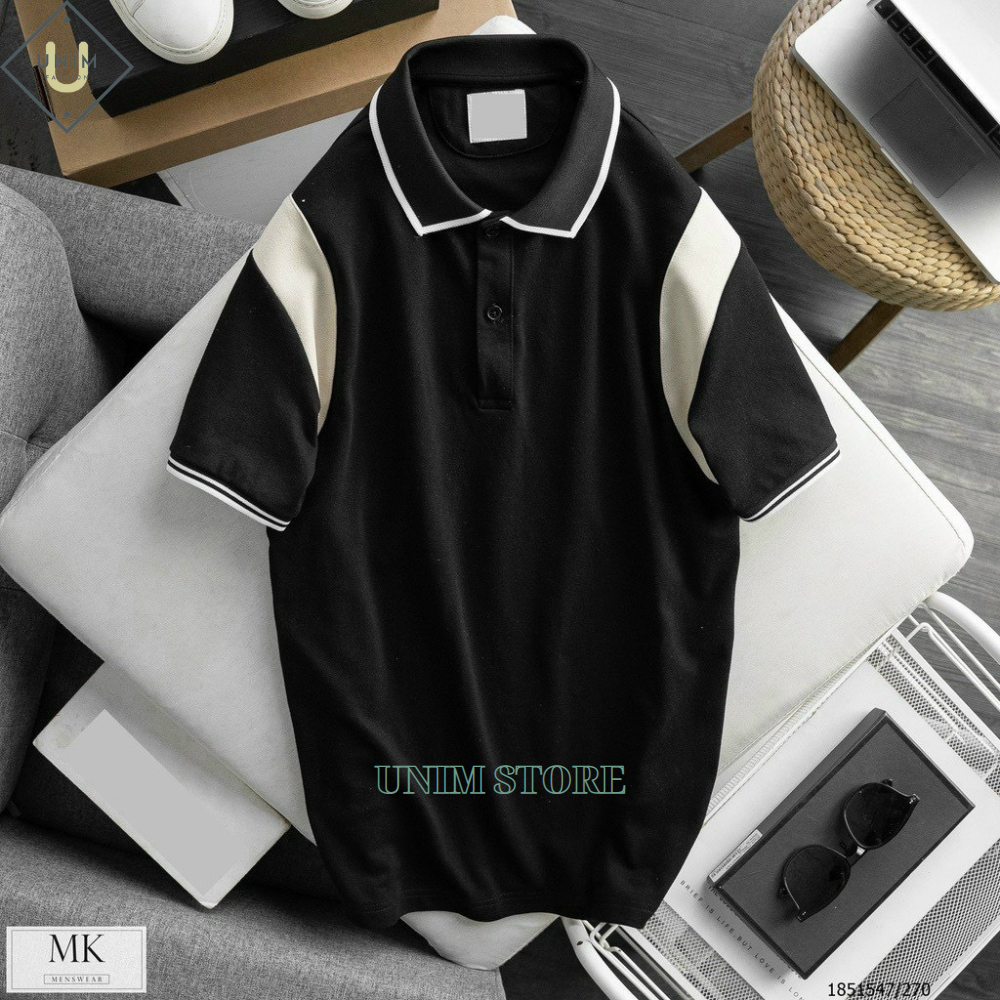 Áo Thun Polo Unim Store Vải Cá Sấu Thông Hơi Phối Màu Hai Bên Áo Phong Cách Trẻ Trung Basic - P08