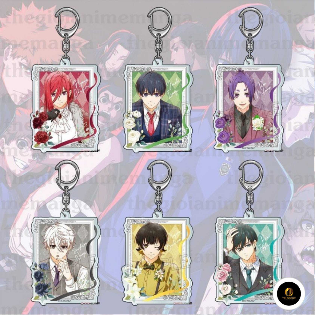 Móc khóa in hình BLUE LOCK Tiền đạo số 1 ver KHUNG HOA HỒNG anime chibi Mica trong acrylic quà tặng dễ thương