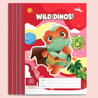 TUANVIET BOOKS Vở Ô ly Wild Dinos - Cao cấp 6 sao (10 quyển/lốc 48-80 trang - Giao mẫu ngẫu nhiên)