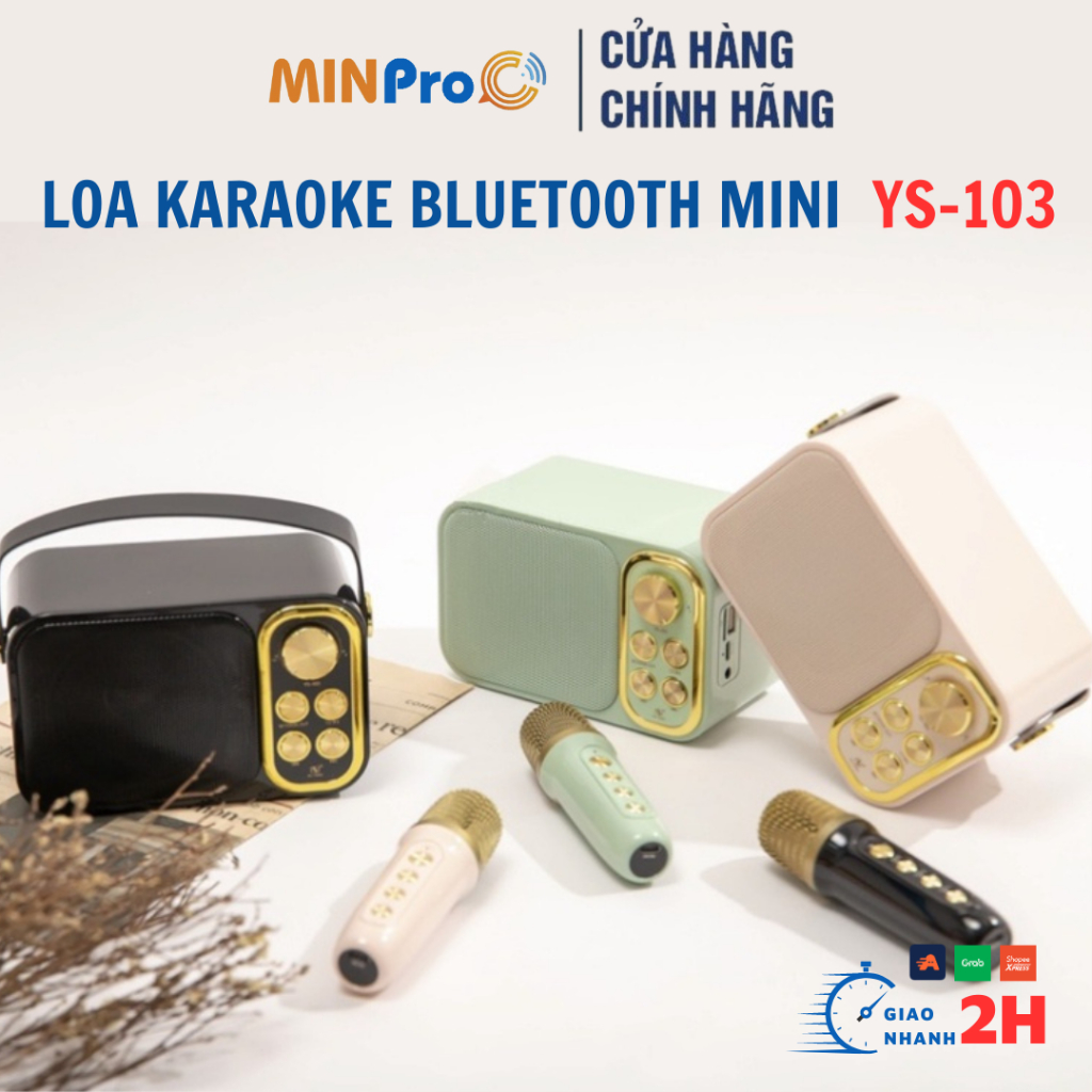 Loa Karaoke Bluetooth Mini MINPRO YS-103 Không Dây Kèm Mic Âm Thanh Sống Động Thiết Kế Nhỏ Gọn Tiện Lợi