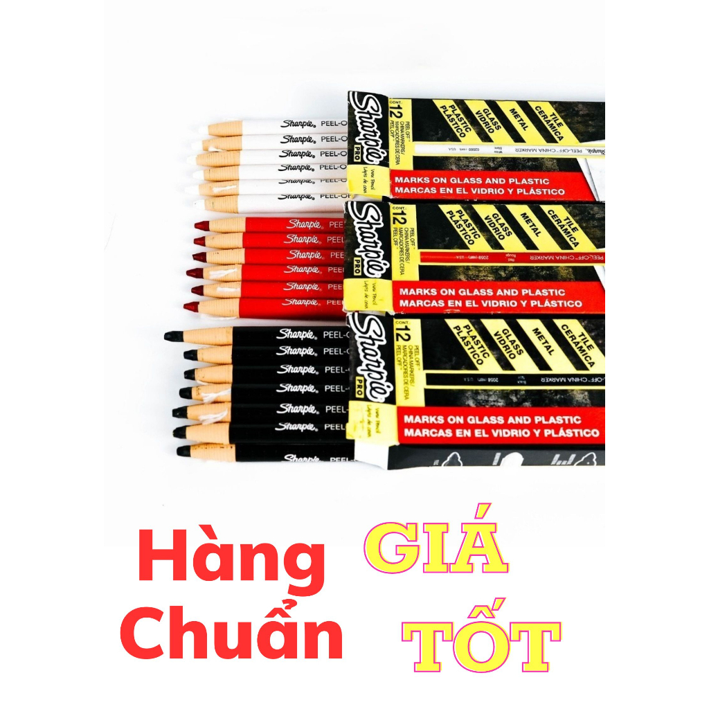 Chì đá Sharpie Pro USA chính hãng, siêu mảnh cứng cáp, bút chì định hình, vẽ lông mày môi, 3 Màu Đen Đỏ Trắng