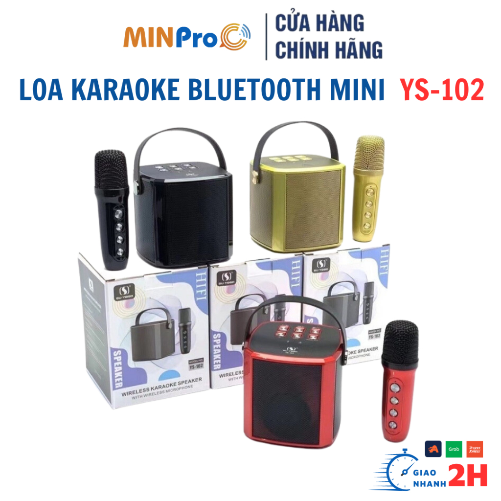 Loa Bluetooth Mini Karaoke MINPRO YS-102 Kèm Mic Không Dây Âm Thanh Sống Động Thiết Kế Sang Trọng Cổ Điển