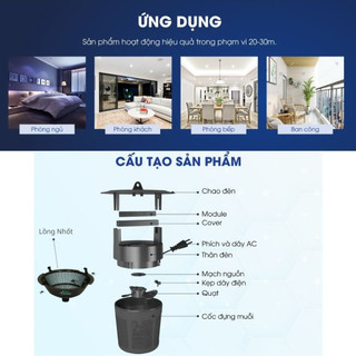 Đèn Bắt Muỗi Rạng Đông DBM01 5W Thông Minh - Hình Trụ Không Gây Mùi Khét Tiết Kiệm Điện - Bảo Hành 24 Tháng
