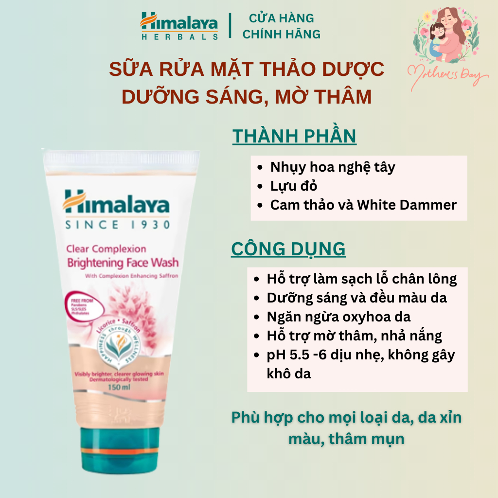 Sữa rửa mặt trắng da mịn màng Himalaya Clear Complexion Whitening Face Wash 150ml