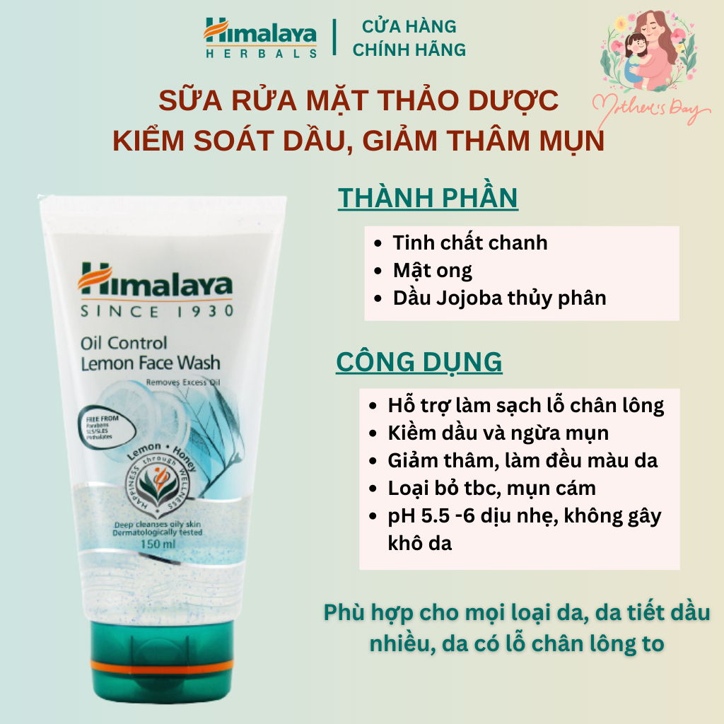 Ảnh Sữa rửa mặt chanh mật ong sạch dầu, thu nhỏ lỗ chân lông Himalaya Oil Control Lemon Face Wash 150ml 2