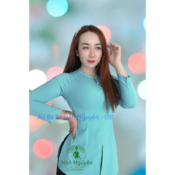 Hân Nguyễn Áo Bà Ba - B.A25 - ÁO BÀ BA LỤA TRƠN TẮM Ý DÂY KÉO + QUẦN ĐEN
