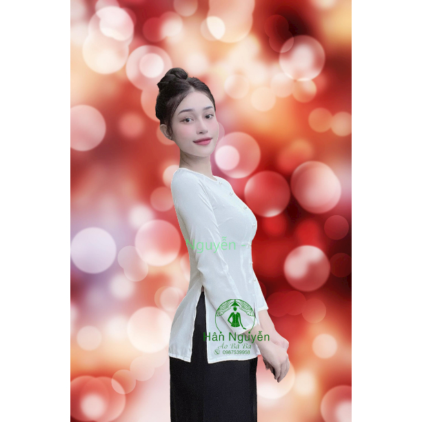 Hân Nguyễn Áo Bà Ba - B.A25 - ÁO BÀ BA LỤA TRƠN TẮM Ý DÂY KÉO + QUẦN ĐEN