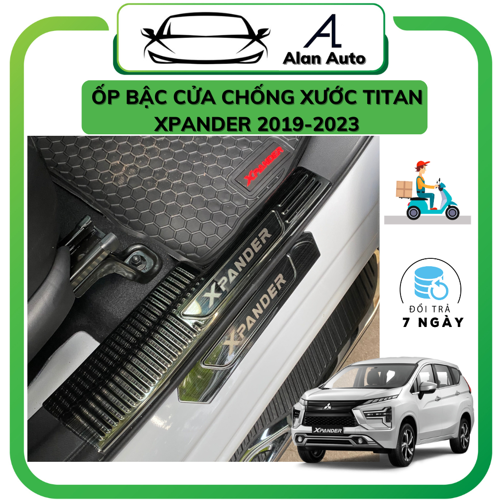 Ốp bậc cửa xe Xpander, Xpander Cross 2018-2023, Nẹp bước chân Xpander Chất liệu Titan cao cấp