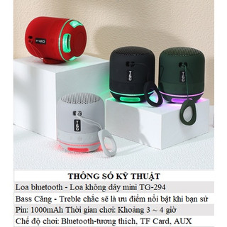 Loa Bluetooth Mini TG294 Chính Hãng Pin Cực Trâu, Có Led 7 Màu, Bass Căng, Bảo Hành 24 Tháng