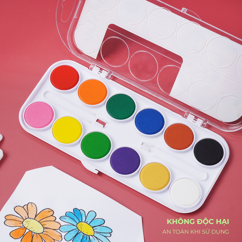 Màu Nước Bộ 12 Màu CLASSMATE Độ Bám Giấy Tốt, Khô Nhanh, An Toàn Cho Người Dùng CL-CC101