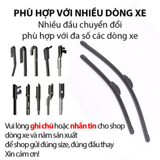 Gạt mưa LƯỠI KÉP silicon cao cấp cho xe FORD RANGER RAPTOR , thanh gạt kính nước mưa oto xe hơi 2 lưỡi khung mềm đa năng