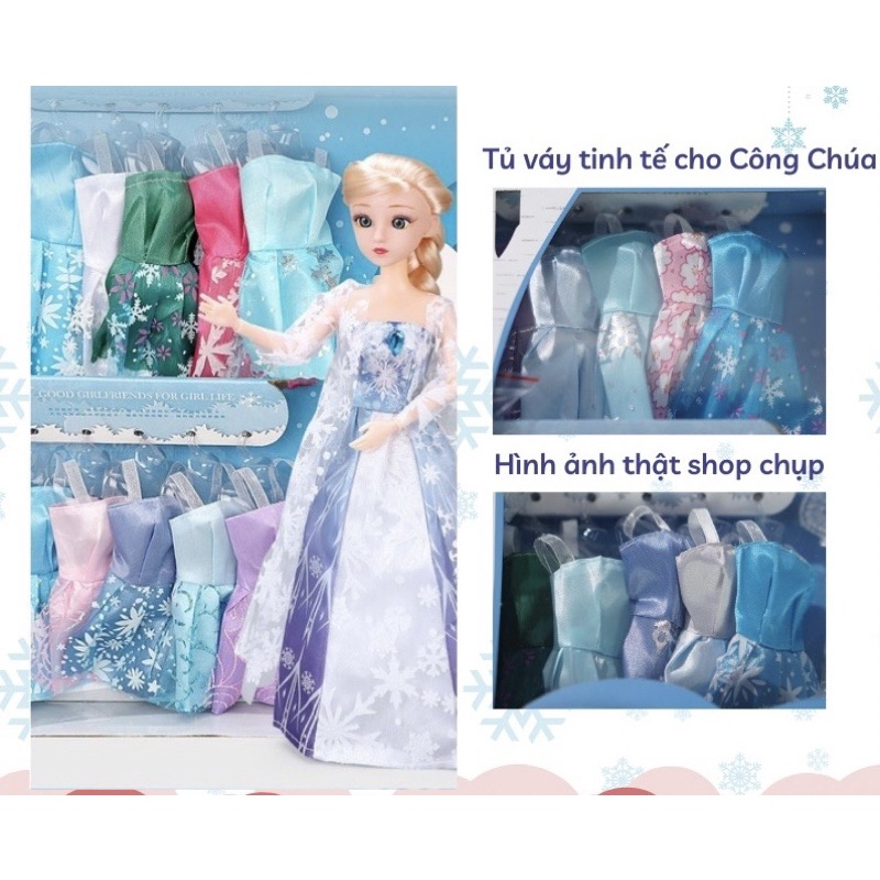 Búp bê tóc mây, đồ chơi búp bê elsa, đồ chơi búp bê thay váy cho bé gái