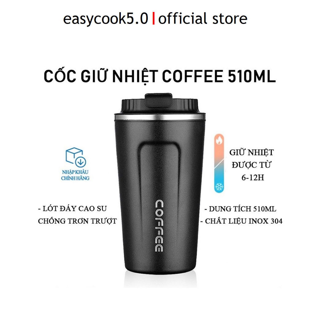 Ly giữ nhiệt thế hệ mới Coffee 510ml, inox 304 sơn nhám đơn giản gọn ...