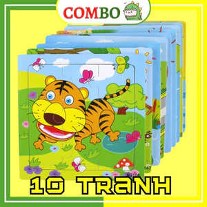 Combo 10 Tranh Ghép Hình 9 Mảnh Hình Con Vật Tranh Ghép Cho Bé - BỐ KHỦNG LONG