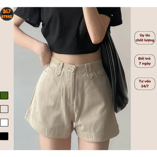 Quần Short Nữ Kaki Ống Rộng Quần Đùi Nữ Kaki Jeans Lưng Cao Tôn Dáng cá tính 247store official (không đai)