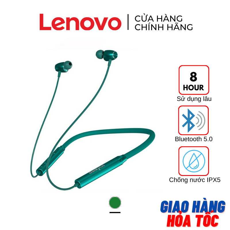 [SẴN HCM] Tai nghe thể thao Bluetooth Lenovo HE05X II - Chống ồn - Chống nước - Có micro - màu XANH LÁ