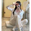 Bộ ngủ lụa xước dài tay quần dài hàng Quảng Châu pyjama đồ bộ mặc nhà sau sinh chất lụa xước cao cấp