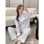 Bộ ngủ lụa xước dài tay quần dài hàng Quảng Châu pyjama đồ bộ mặc nhà sau sinh chất lụa xước cao cấp