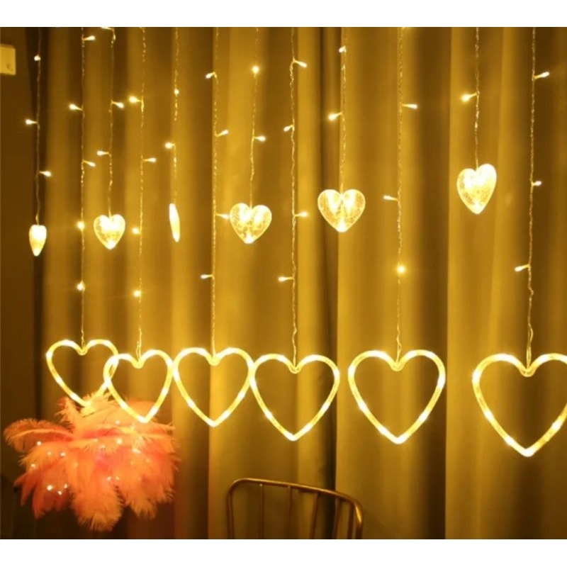 Dây Đèn LED Rèm Trang Trí Hình Trái Tim 3,5M Chống Nước | Shopee Việt Nam