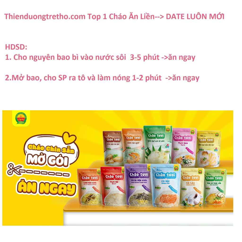 Cháo Tươi Cây Thị ăn liền đủ vị cho Bé từ 7 Tháng