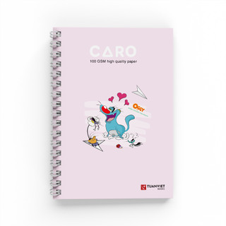 Sổ tay caro lò xo A5 TUANVIET BOOKS chất lượng cao 180 trang chủ đề OGGY, phù hợp ghi chép, nhật ký