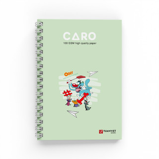 Sổ tay caro lò xo A5 TUANVIET BOOKS chất lượng cao 180 trang chủ đề OGGY, phù hợp ghi chép, nhật ký