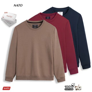 Áo Thun Tay Dài Nam SWEATER Trơn Vải Da Cá Cotton 100% Cao Cấp Đẹp Màu Trắng Đen Đỏ Xanh Dày NATO