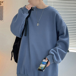 Áo Sweater Nỉ Bông Nam, Nữ Basic Form Rộng Unisex Màu Xanh SWT 900