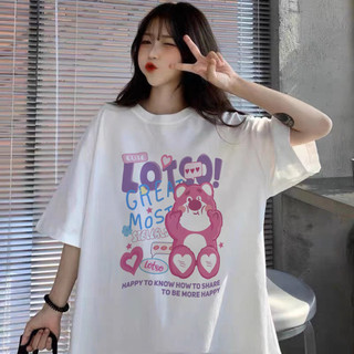 Áo Phông Form Rộng Unisex Nam Nữ, Áo Thun Nam Nữ Form Rộng Tay Lỡ In Hình Gấu Dâu Lotso Dễ Thương