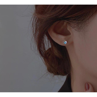 khuyên tai bạc nữ đá mon tròn lấp lánh xinh xắn bạc LOPA