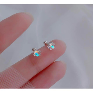 khuyên tai bạc nữ đá mon tròn lấp lánh xinh xắn bạc LOPA