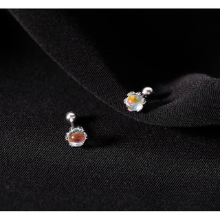 khuyên tai bạc nữ đá mon tròn lấp lánh xinh xắn bạc LOPA