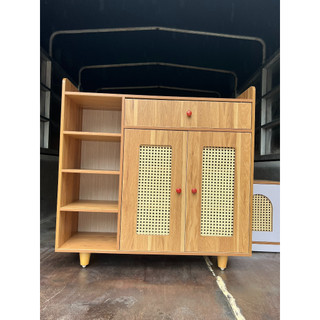 Tủ giày thông minh, Tủ để giày dép đa năng tiện ích, chất liệu gỗ MDF có cánh kích thước 90x90x30 Hãng DQ HOME
