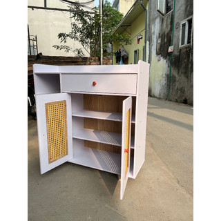 Tủ giày thông minh, Tủ để giày dép đa năng tiện ích, chất liệu gỗ MDF có cánh kích thước 90x90x30 Hãng DQ HOME