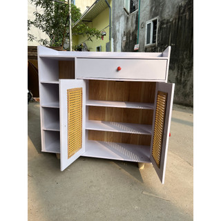 Tủ giày thông minh, Tủ để giày dép đa năng tiện ích, chất liệu gỗ MDF có cánh kích thước 90x90x30 Hãng DQ HOME