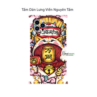Tấm dán Skin Mặt Sau Mèo Thần Tài MS017 FULL VIỀN 14 pro max , 13 pro max , 12 pro max , 11 pro max  - FukiShop