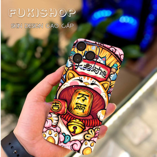 Tấm dán Skin Mặt Sau Mèo Thần Tài MS017 FULL VIỀN 14 pro max , 13 pro max , 12 pro max , 11 pro max  - FukiShop