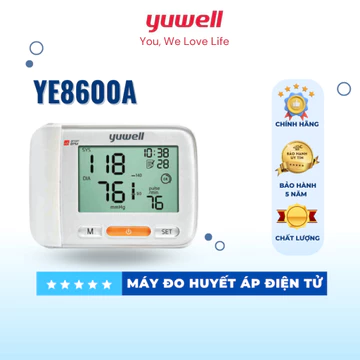Máy đo huyết áp cổ tay YUWELL YE8600A lưu 60 kết quả đo, bảo hành 5 năm