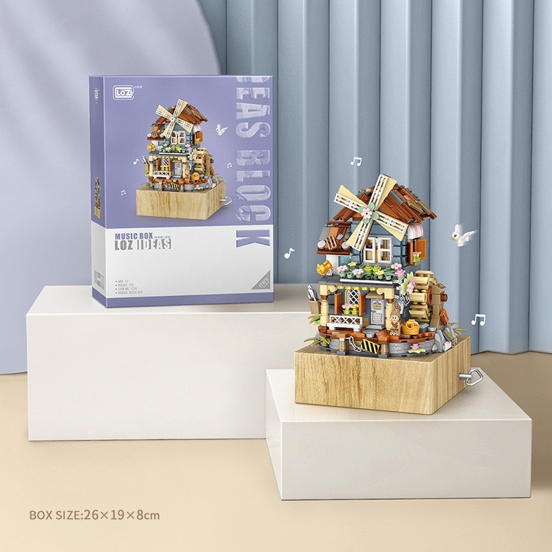 Ảnh Bộ đồ chơi lắp ráp mô hình hộp nhạc cối xay gió-1239 hãng LOZ 2