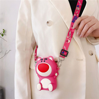 Túi đeo chéo mini, túi đeo chéo gấu dâu, túi silicon hình dáng gấu dâu Lotso dễ thương cute hottrend