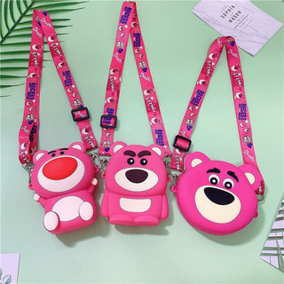 Túi đeo chéo mini, túi đeo chéo gấu dâu, túi silicon hình dáng gấu dâu Lotso dễ thương cute hottrend