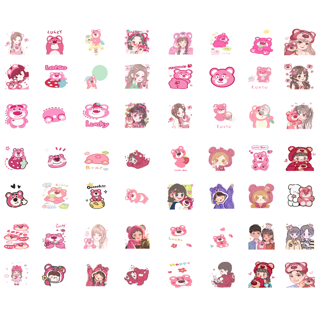 Set sticker gấu dâu tây lotso cáo lina thỏ stella S50I38 Set Sticker ...