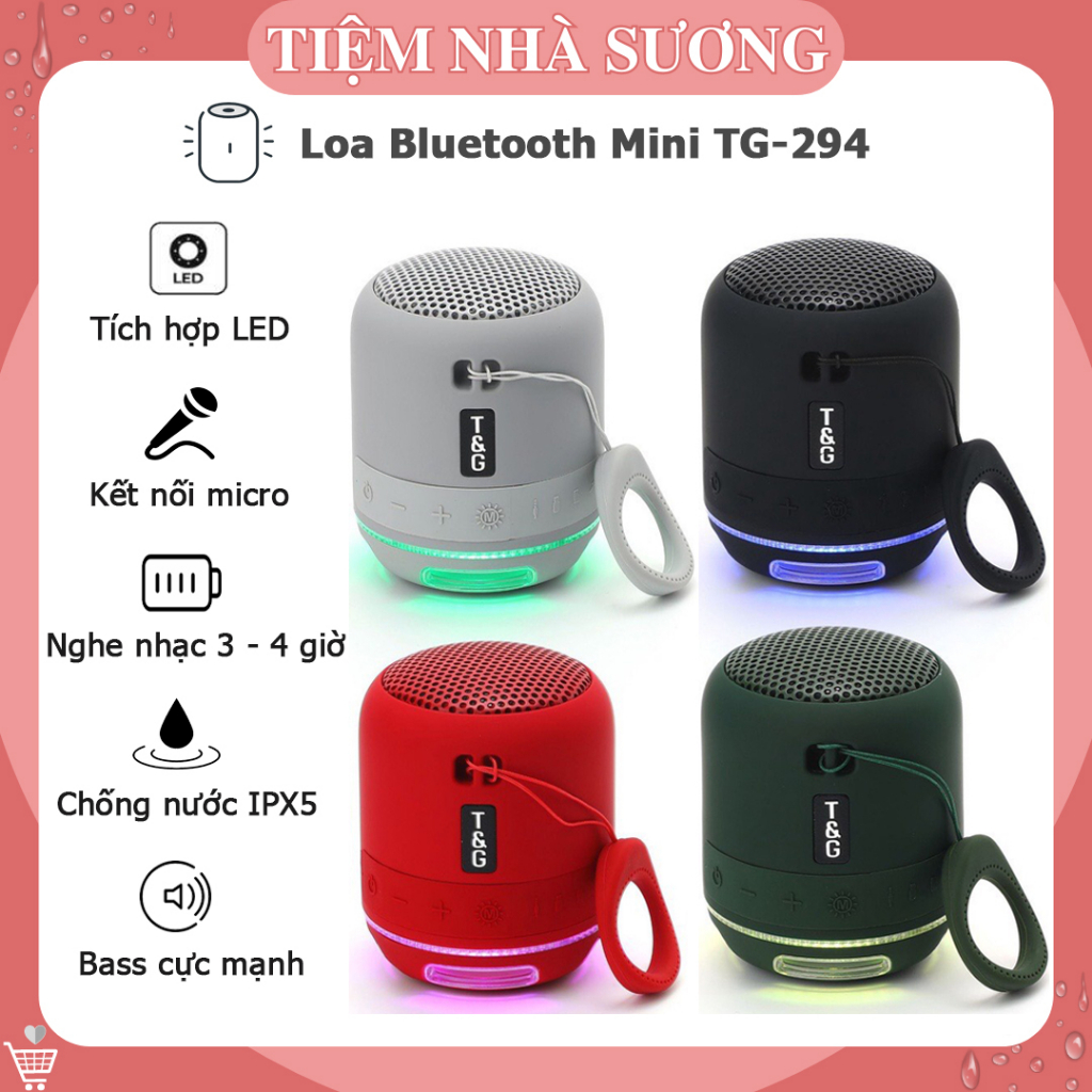 Loa Bluetooth Mini TG-294, Tích hợp LED nhiều màu cực chất, Bass mạnh ...